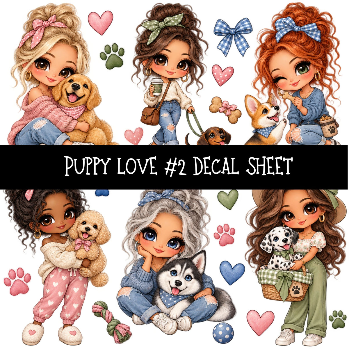 Puppy Love UV DTF Decal sheets 11 Designs available