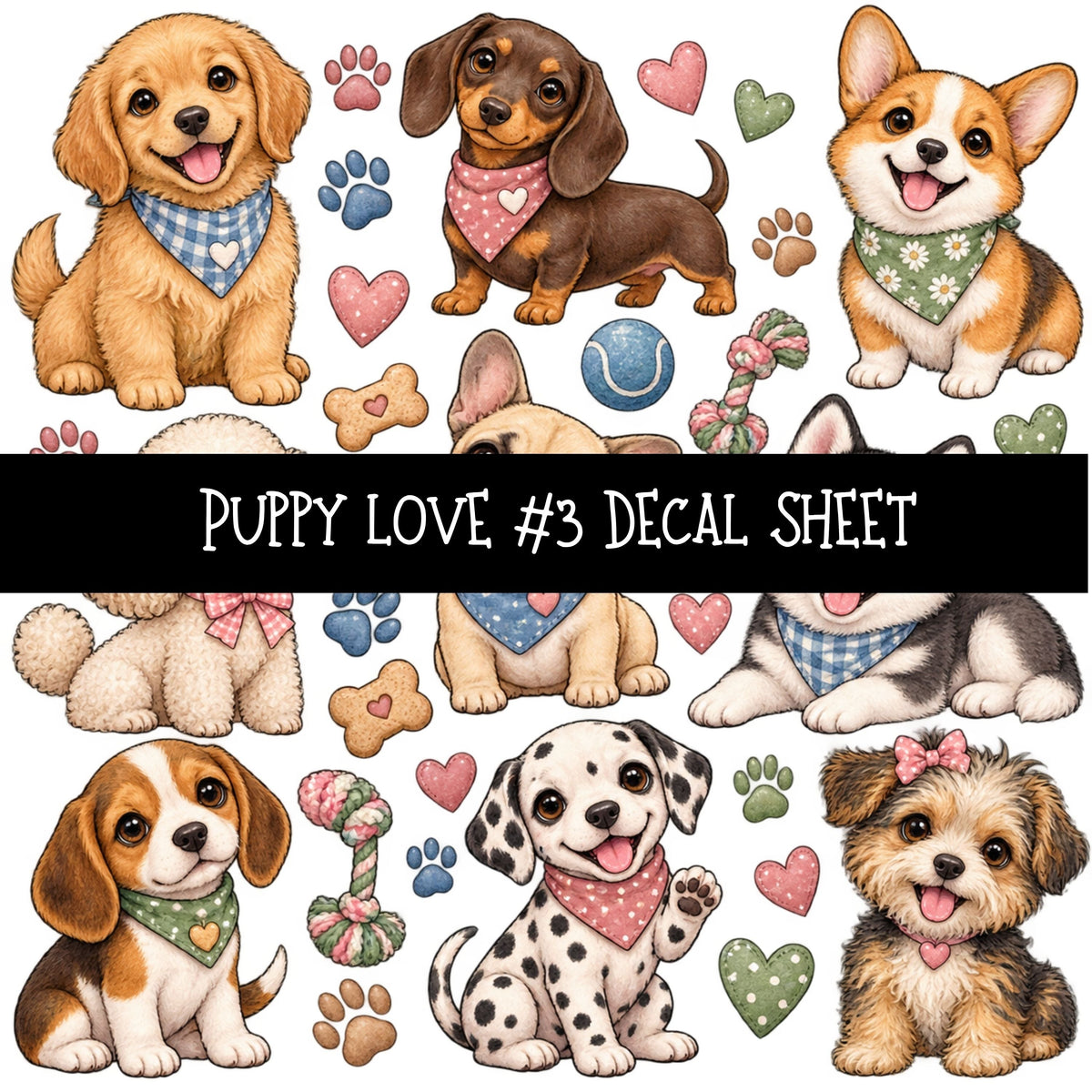 Puppy Love UV DTF Decal sheets 11 Designs available