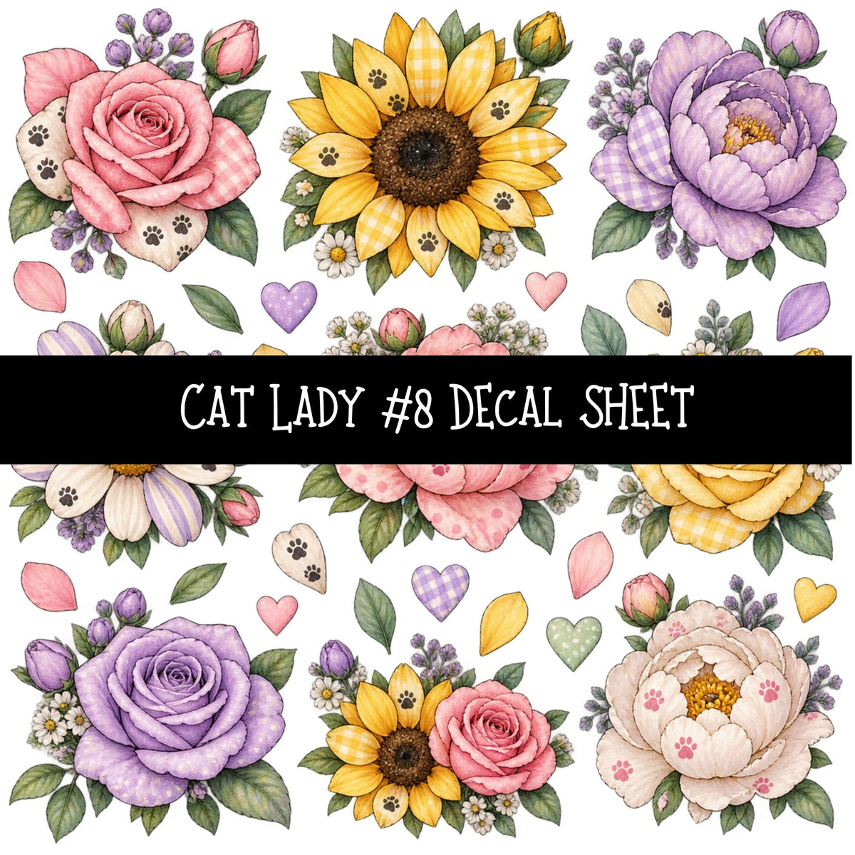 Cat Lady UV DTF Decal sheets 11 Designs available