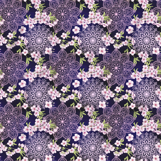 Purple Floral Mandala - Adhesive Vinyl Sheets