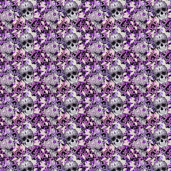 Purple Floral Skulls - Adhesive Vinyl Sheets
