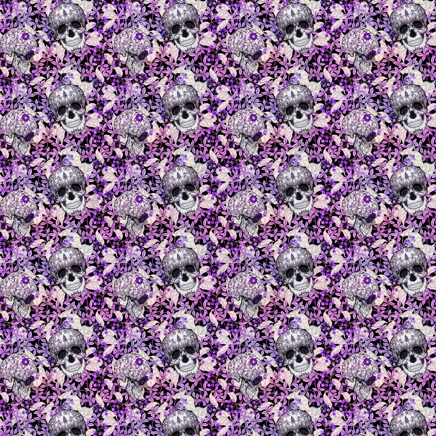 Purple Floral Skulls - Adhesive Vinyl Sheets