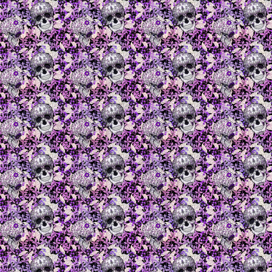 Purple Floral Skulls - Adhesive Vinyl Sheets