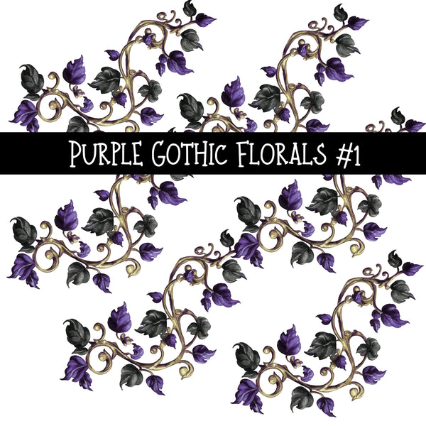 Purple Gothic Florals UV DTF Decal sheets 3 designs available