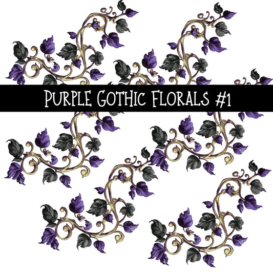 Purple Gothic Florals UV DTF Decal sheets 3 designs available