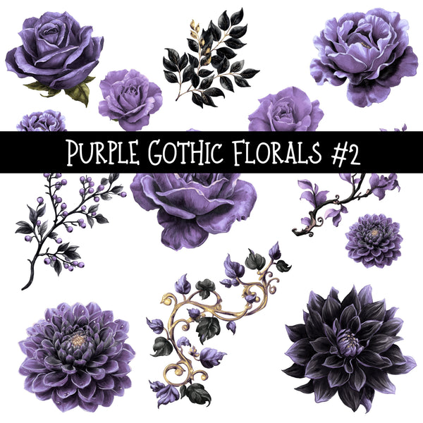 Purple Gothic Florals UV DTF Decal sheets 3 designs available
