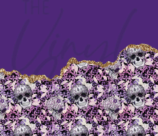 Purple and Gold Spooky Skull Vibes - Adhesive Vinyl Wrap