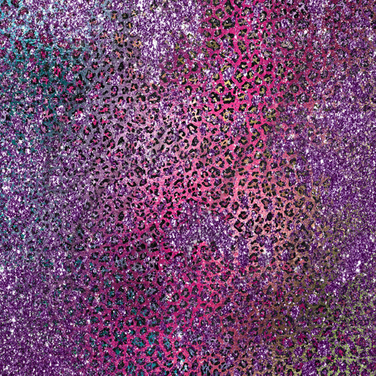 Purple and Pink Cheetah Glitter - Adhesive Vinyl Sheets