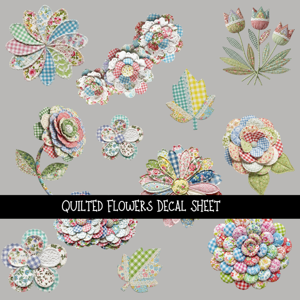 Quilted Flowers - UV DTF Decal sheet