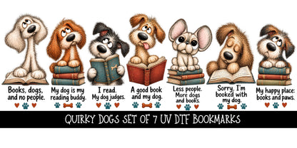 Quirky Dogs Bookmark UV DTF Decal sheet- set of 7 Designs