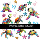 Quirky Sea Turtles UV DTF Decal sheets