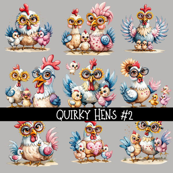 Quirky Hens UV DTF Decal sheets