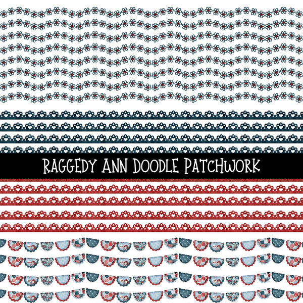 Raggedy Ann UV DTF Doodle Patchwork Set
