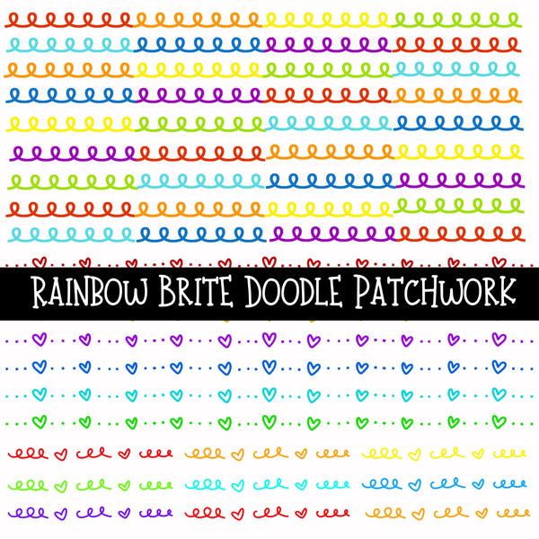 Rainbow Brite Doodle Patchwork Set