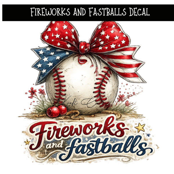 Fireworks and Fastballs UV DTF Decal