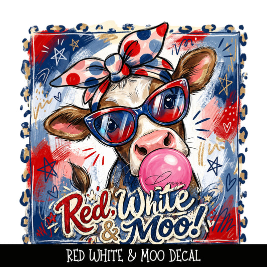 Red White and Moo UV DTF Decal