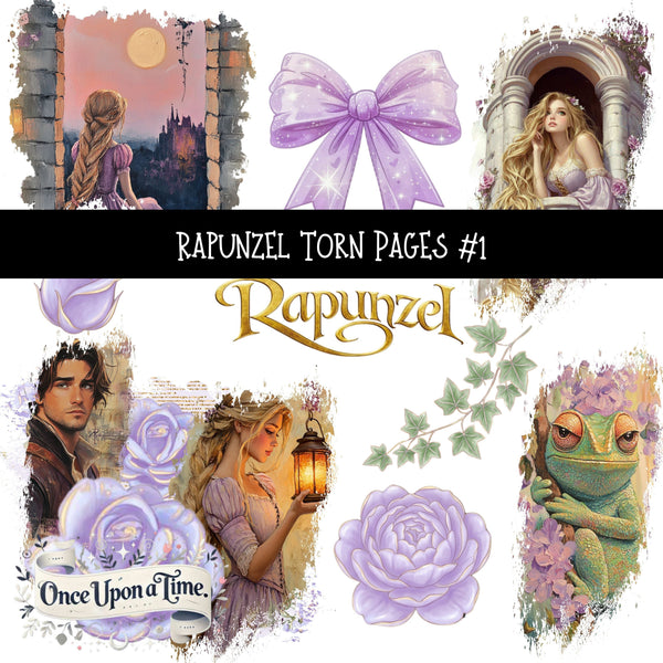 Rapunzel torn pages UV DTF Decal sheets 2 Designs available