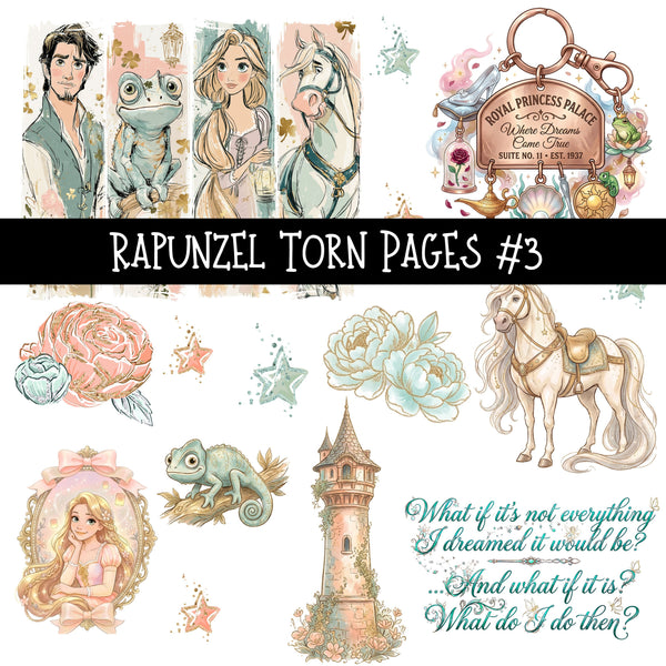 Rapunzel Torn Pages UV DTF Decal sheets 5 Designs available
