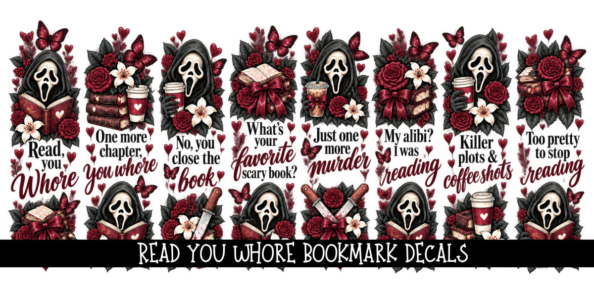 Read you whore Bookmark UV DTF Decal sheet- 8 Designs