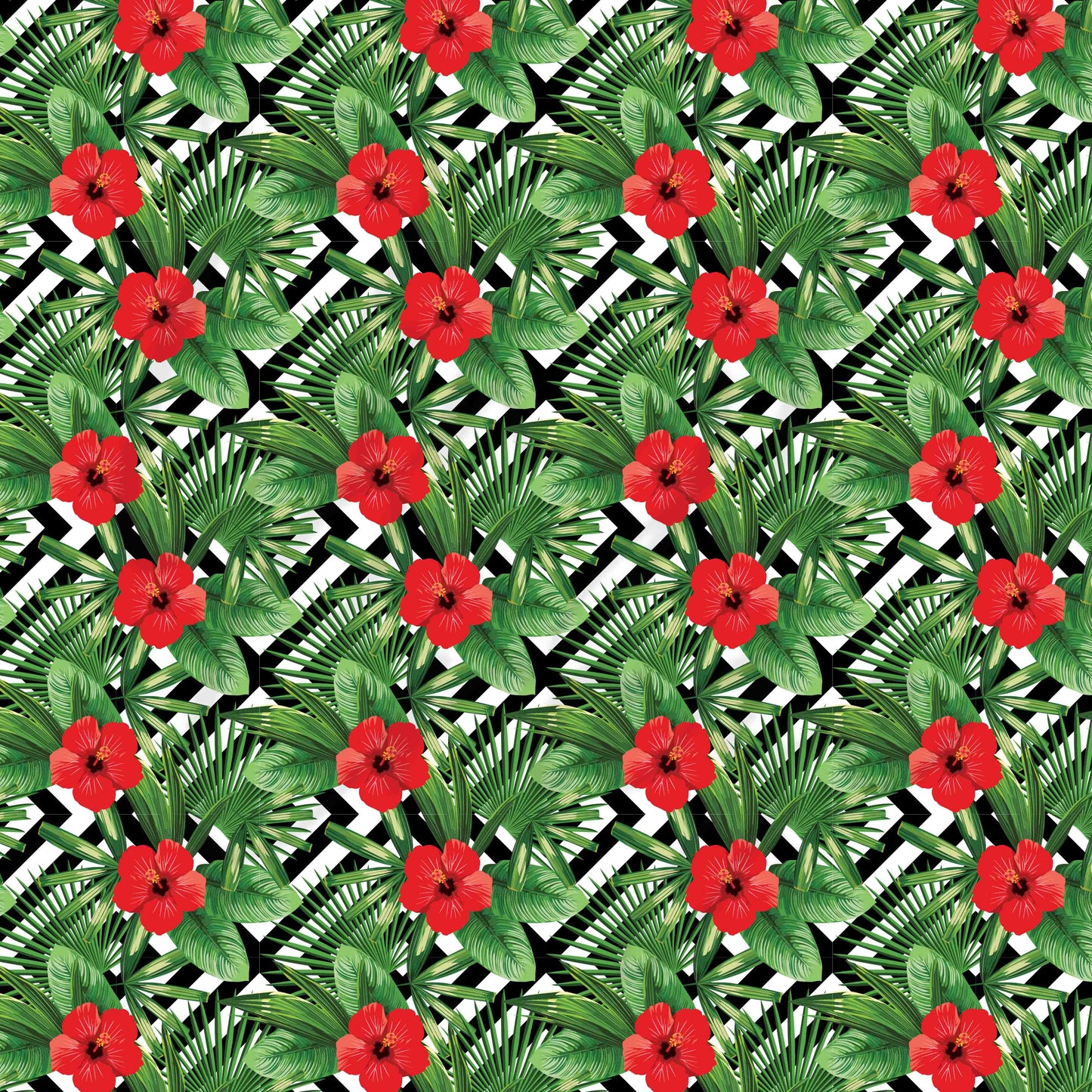 Red Patterned Hibiscus - Adhesive Vinyl Sheets