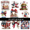 Red White and Boom UV DTF Decal sheets 3 designs to choose from