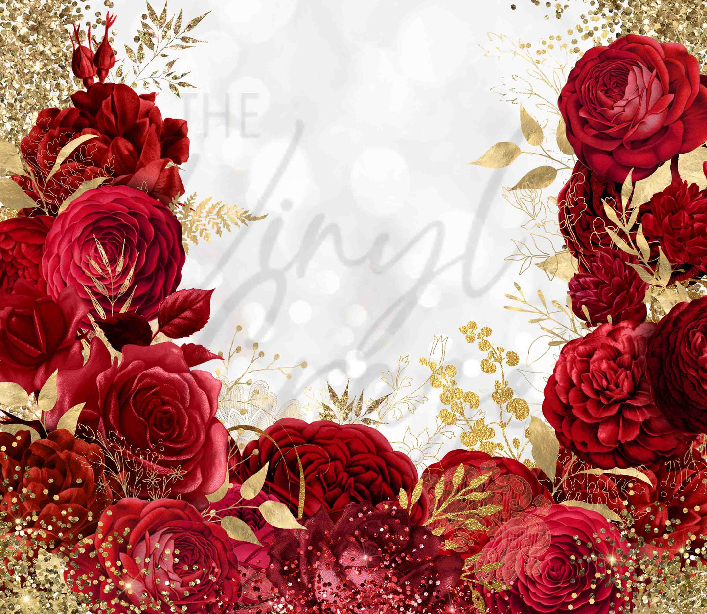 Red and Rose Gold Roses - Adhesive Vinyl Wrap