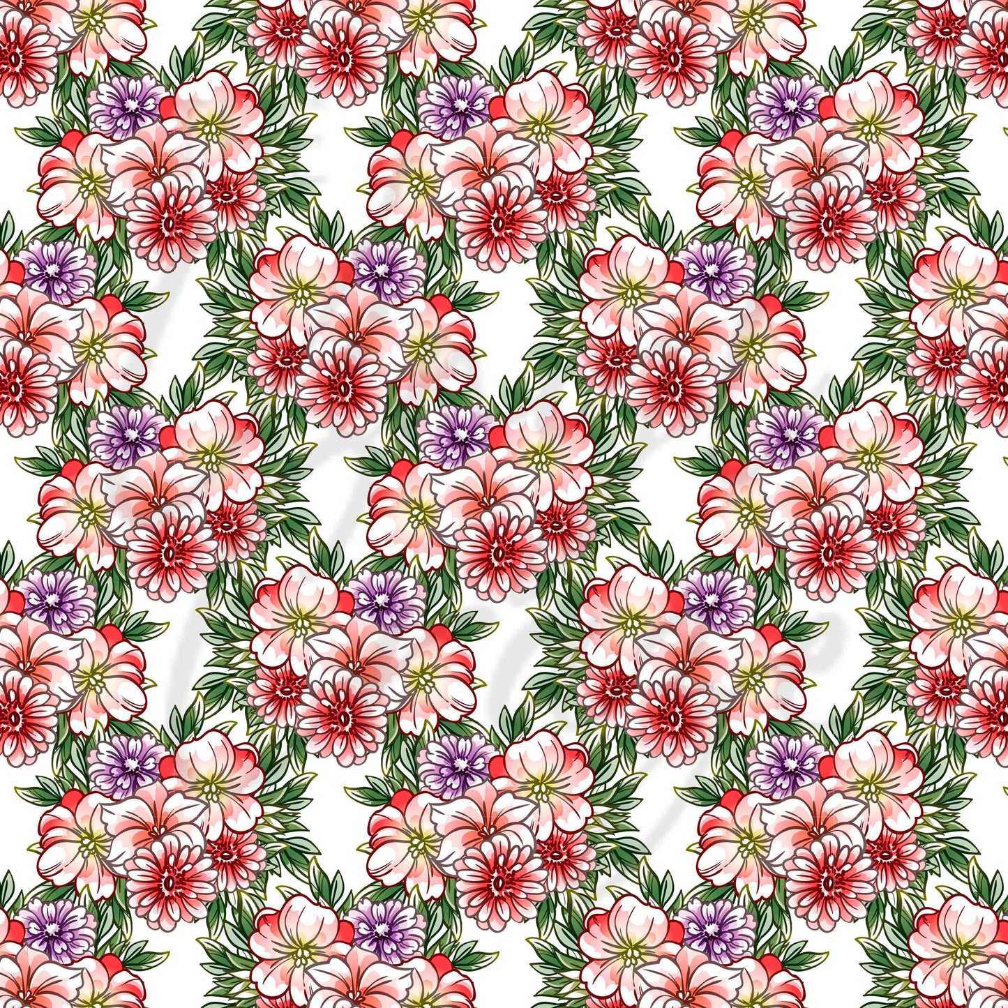 Red and Purple Floral - Adhesive Vinyl Sheets