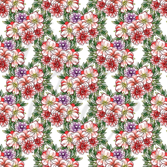 Red and Purple Floral - Adhesive Vinyl Sheets