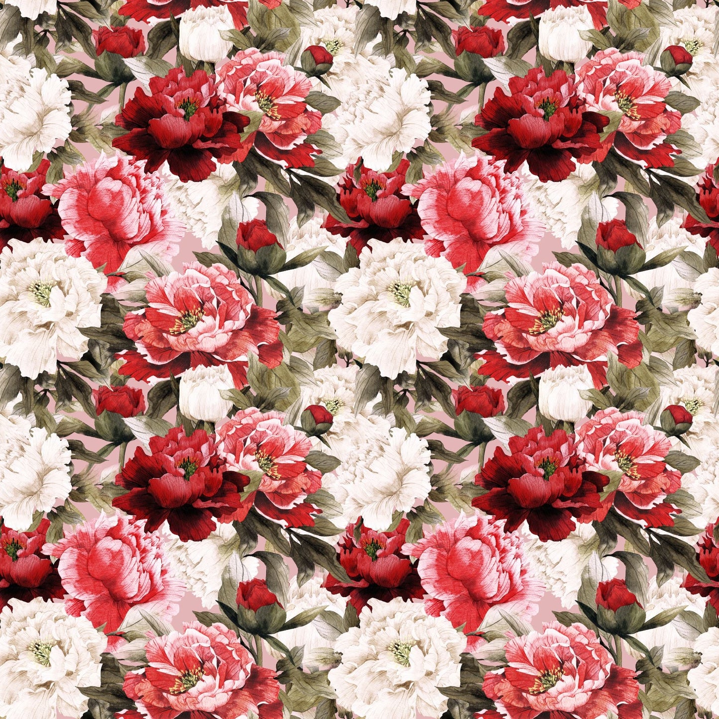 Red And White Flowers - Adhesive Vinyl Sheets