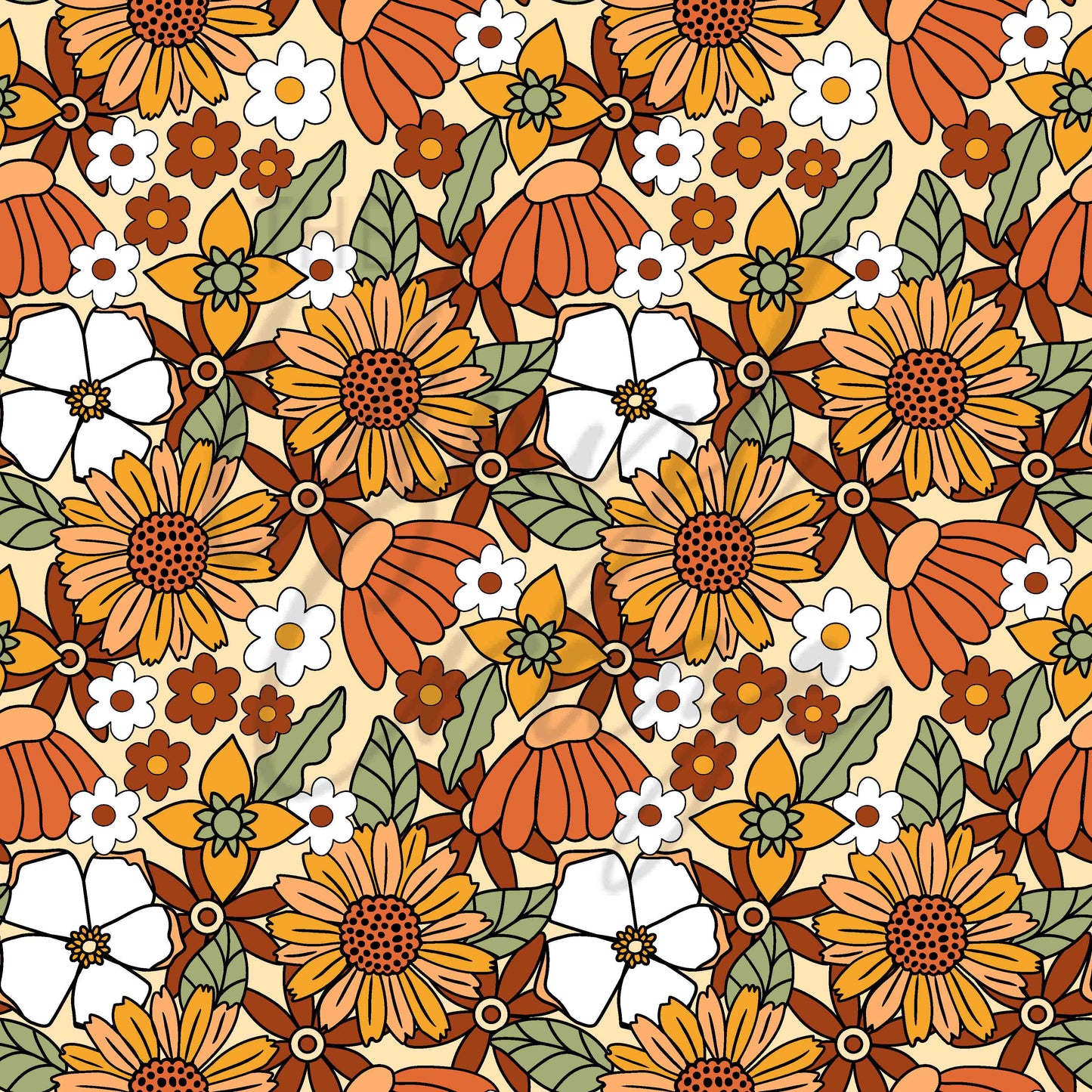 Retro Fall Floral - Adhesive Vinyl Sheets