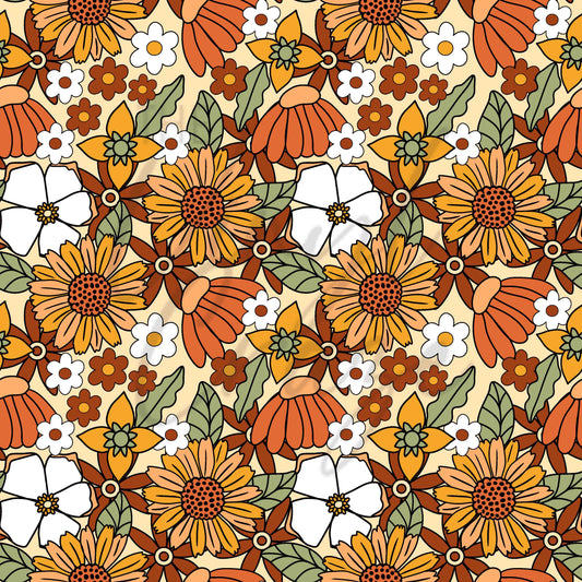 Retro Fall Floral - Adhesive Vinyl Sheets