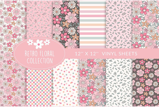 Retro Floral Vinyl Collection- 12 Design options