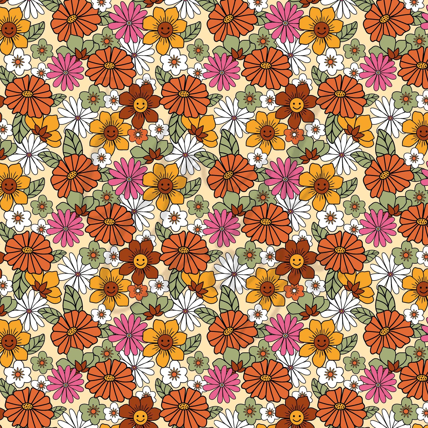 Retro Happy Little Flowers - Adhesive Vinyl Sheets