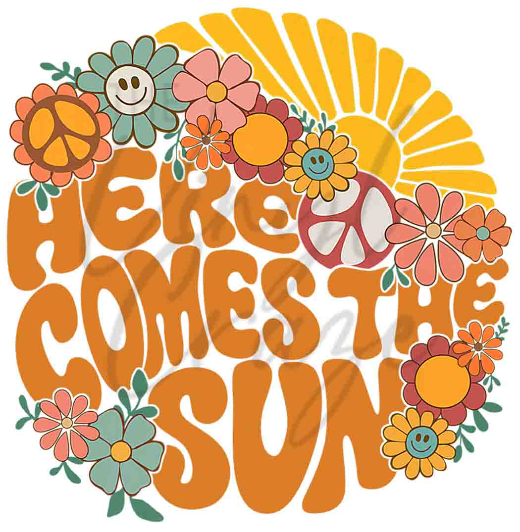 Retro Here Comes the Sun - UV DTF Decal