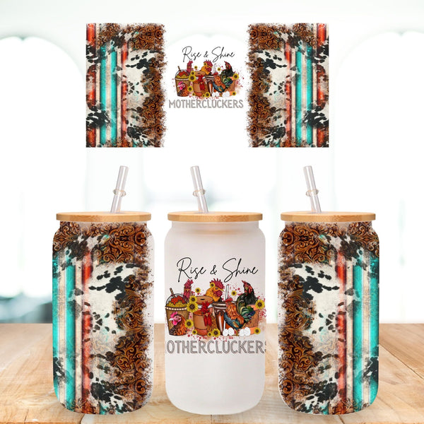 Rise and Shine Western - UV DTF 16oz Libbey wrap