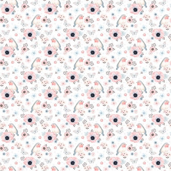 Robins, Butterflies And Flowers! - Adhesive Vinyl 12x12 Sheet