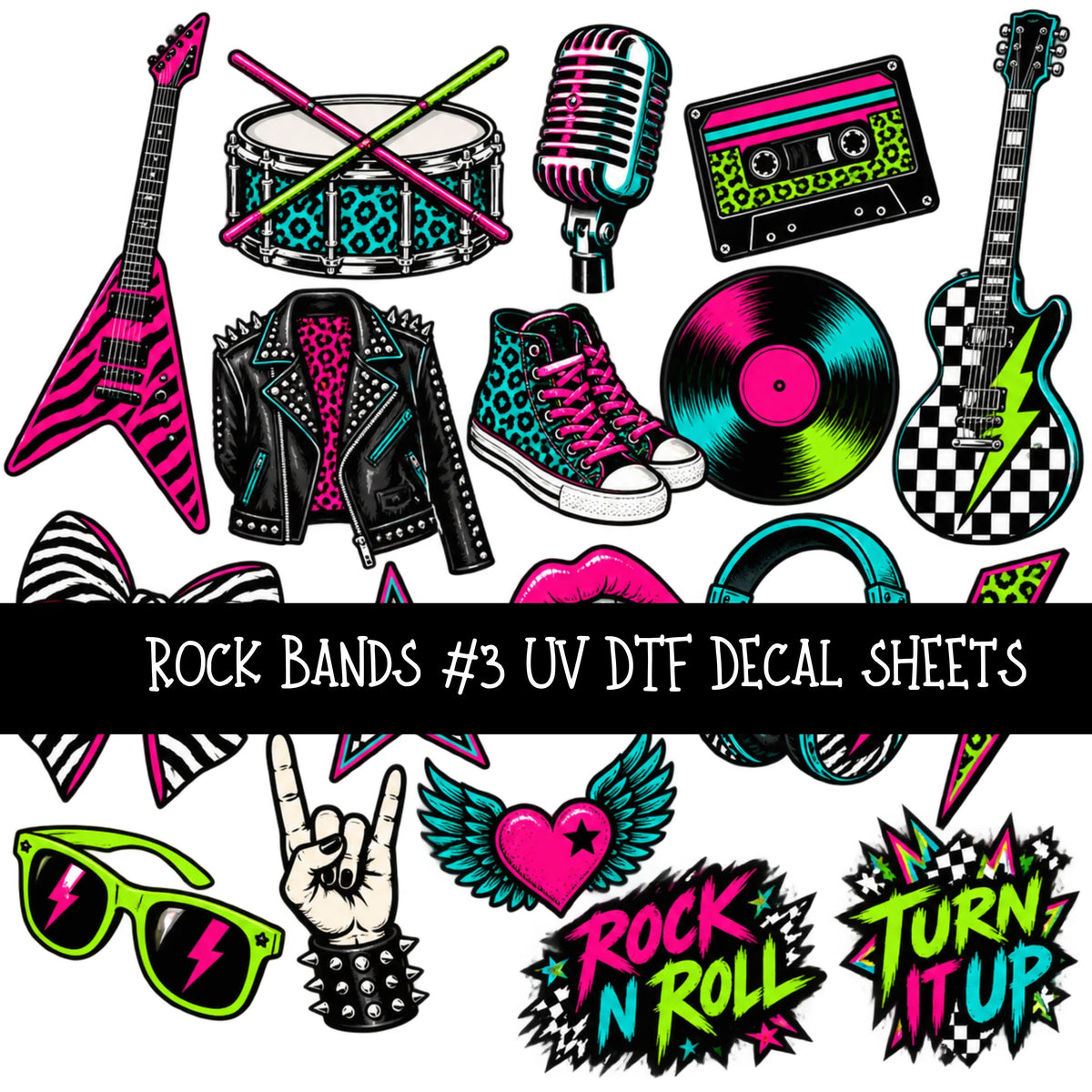 Rock Bands UV DTF Decal sheets 7 Designs available