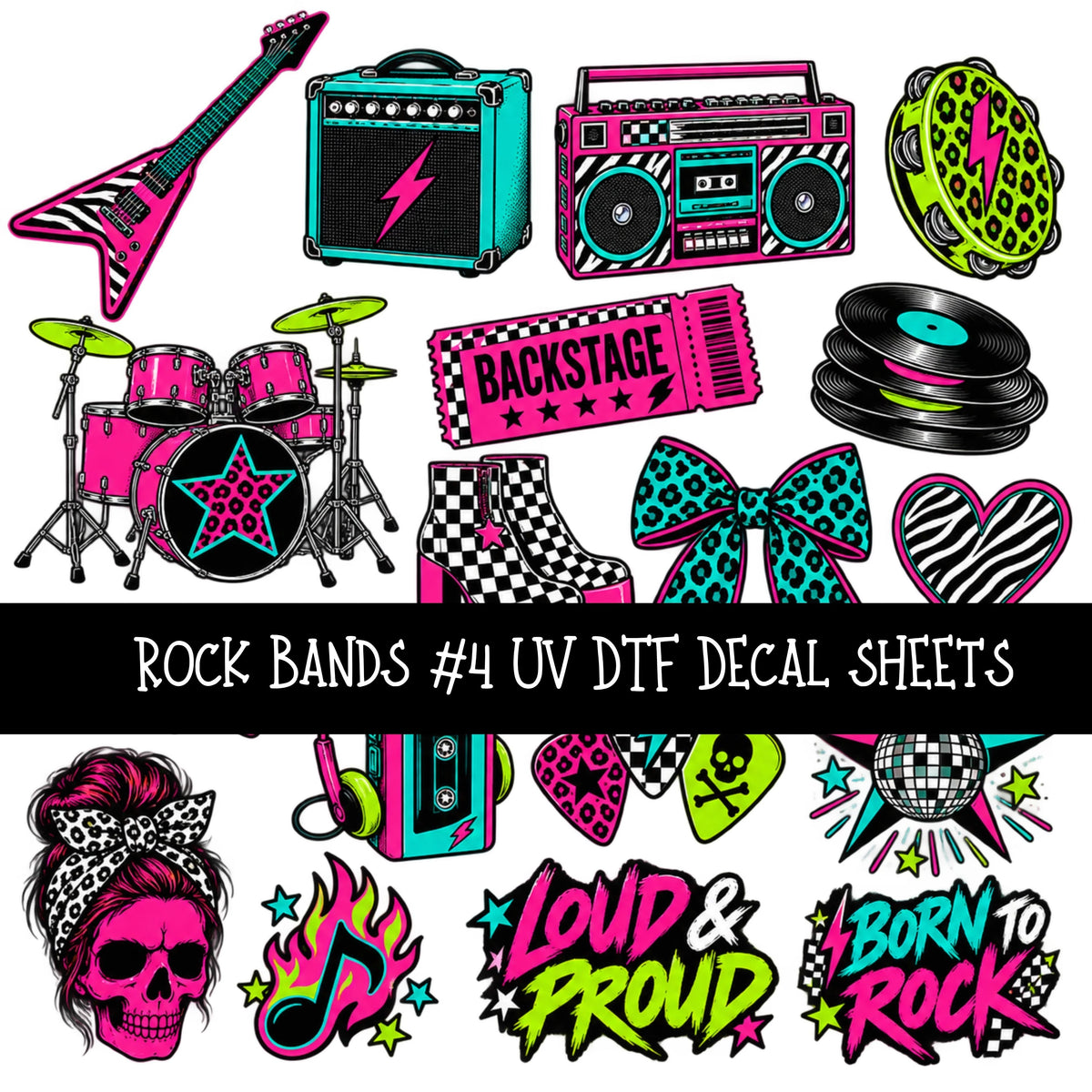Rock Bands UV DTF Decal sheets 7 Designs available