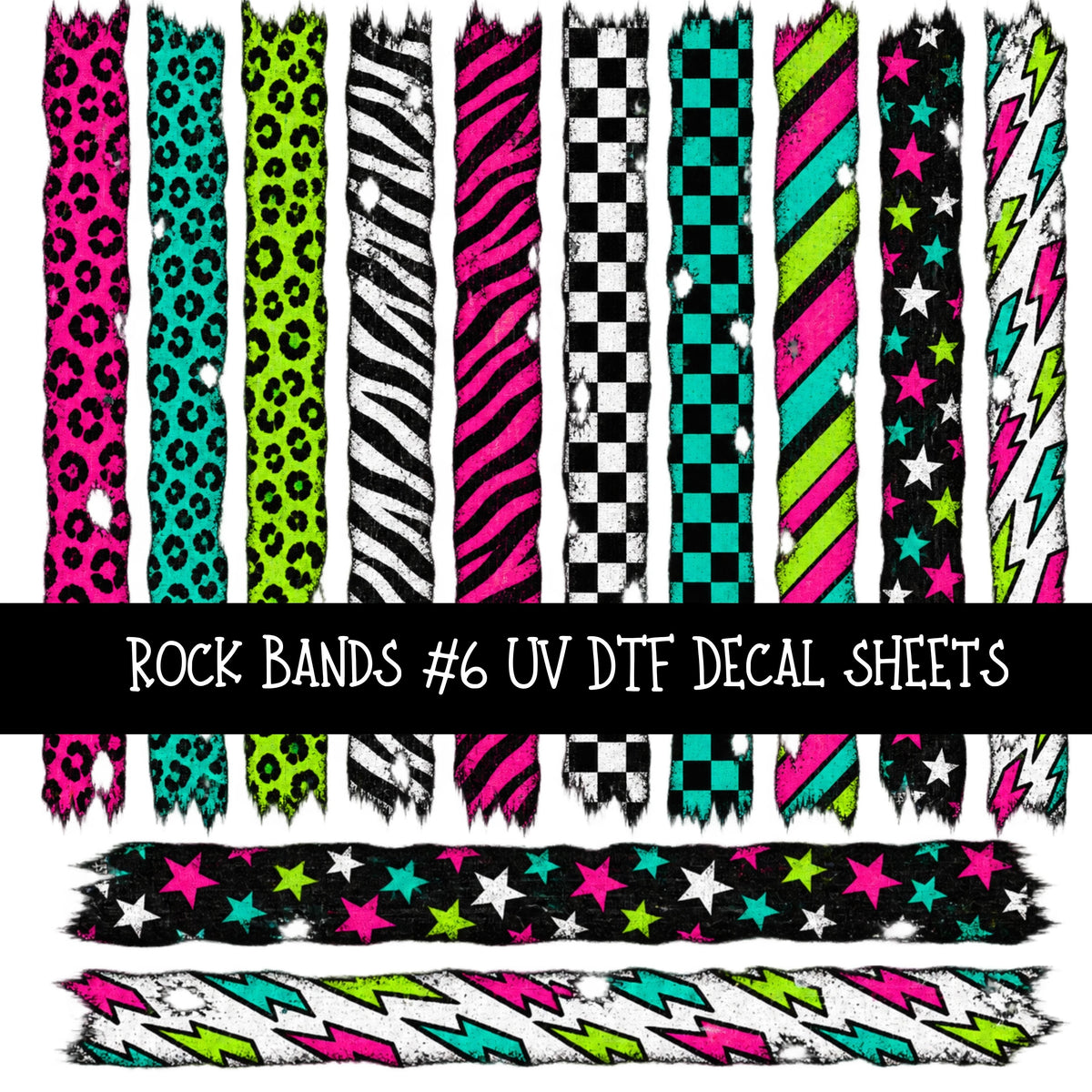 Rock Bands UV DTF Decal sheets 7 Designs available