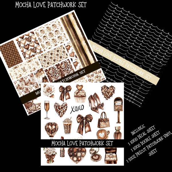 Mocha Love Doodle Patchwork Set