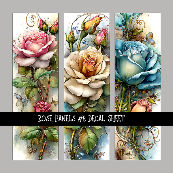 Rose panels - UV DTF Decal sheets 11 Designs to choose from