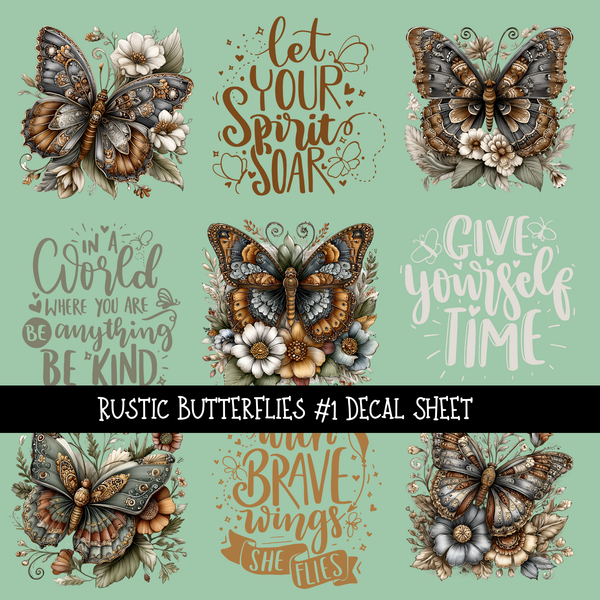 Rustic Butterflies - UV DTF Decal sheets