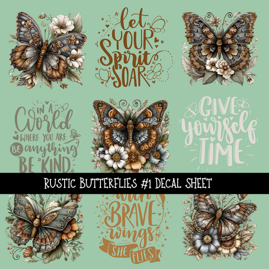 Rustic Butterflies - UV DTF Decal sheets
