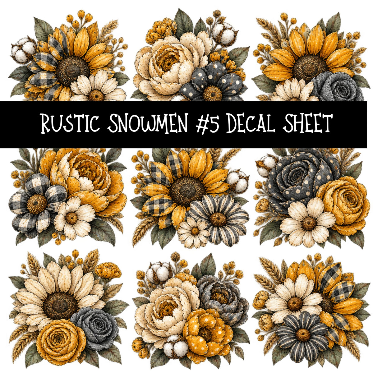 Rustic Snowmen UV DTF Decal sheets 11 Designs available