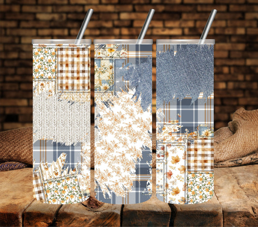 Scarecrow Patchwork vinyl tumbler wraps