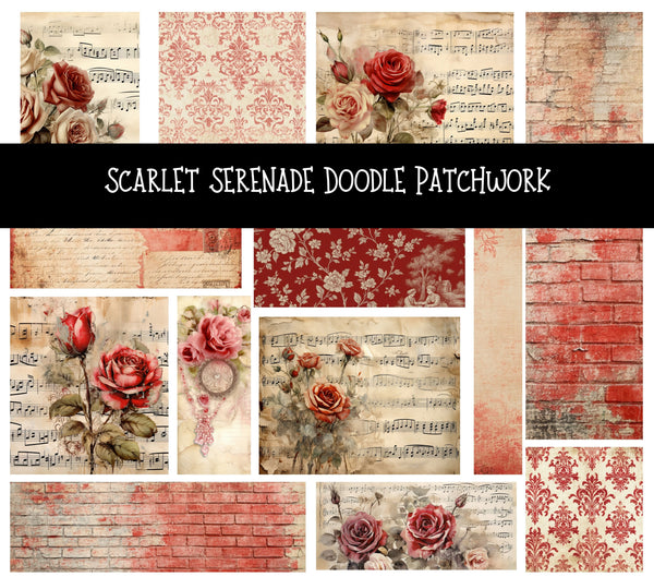 Scarlett Serenade Doodle Patchwork Set