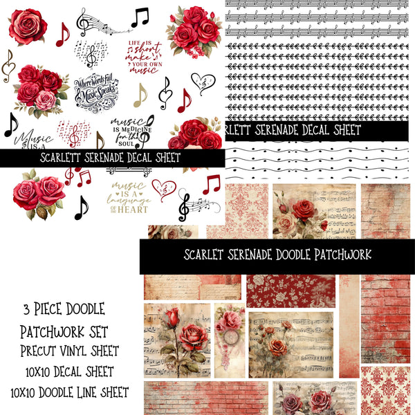 Scarlett Serenade Doodle Patchwork Set