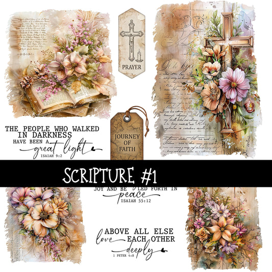 Scripture Torn Pages UV DTF Decal sheets 5 designs available