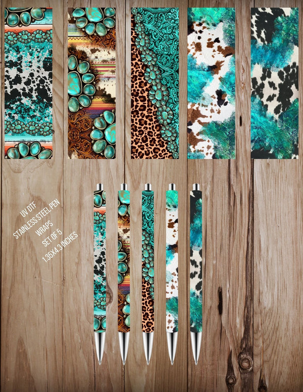 Western Cowhide - UV DTF Stainless pen wraps- 2 sets available