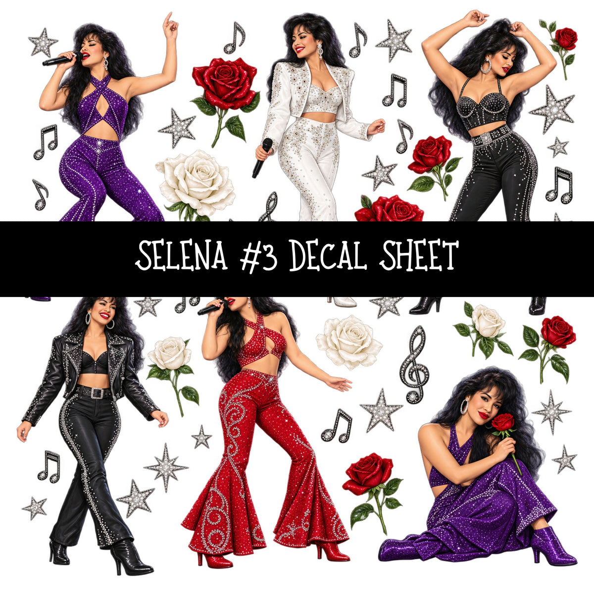 Selena UV DTF Decal sheets 7 Designs available